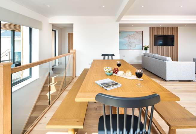 Practical elegance incorporating the large dining-room table.