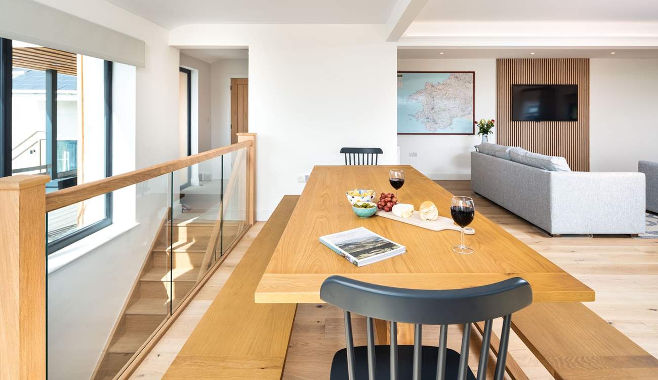 Practical elegance incorporating the large dining-room table.