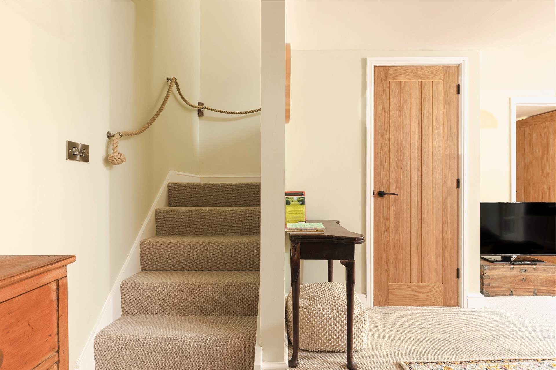 Head upstairs to the bedroom.