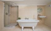 The spacious bathroom on the first floor offers a little bit of luxury with the free-standing bath. - Thumbnail Image