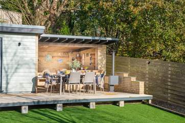 The real show stopper is the al fresco kitchen complete with barbecue, bar area and chiminea.