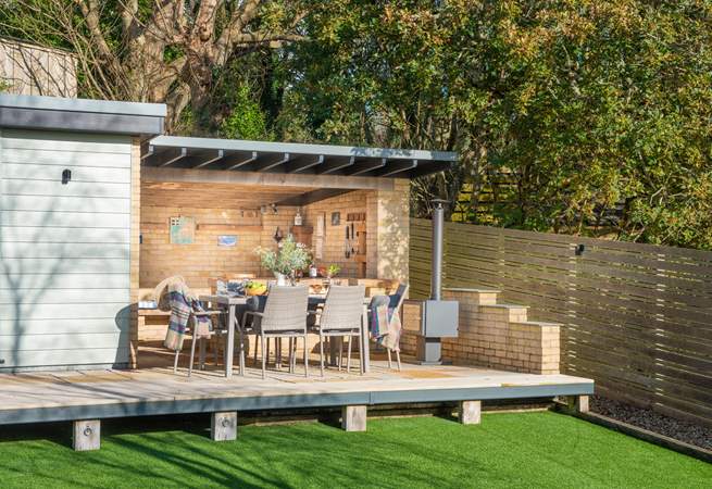 The real show stopper is the al fresco kitchen complete with barbecue, bar area and chiminea.
