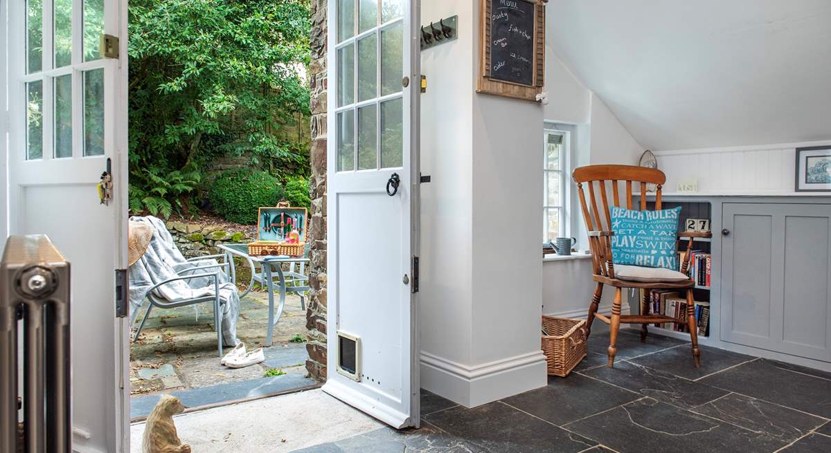 From the kitchen/breakfast-room step out on to the patio.