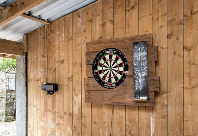 On a rainy day the dart board in the car port will be a great option!