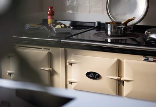 The Aga is controllable and has an induction hob. There is a separate fan oven too. 