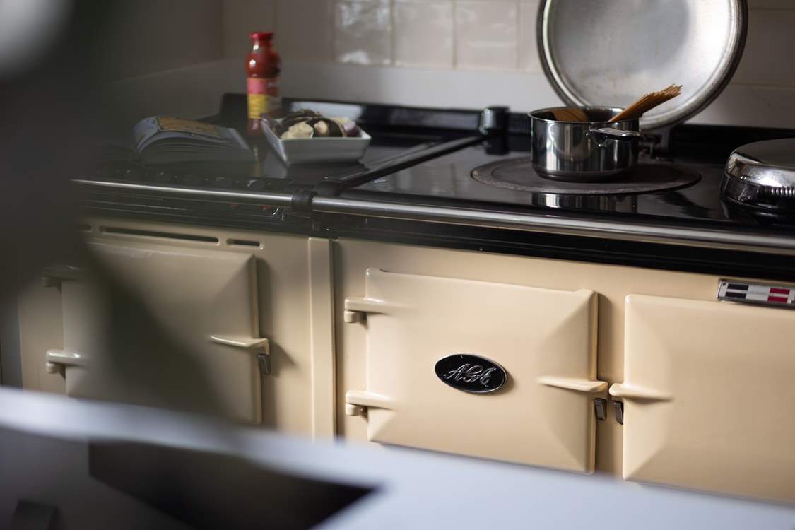The Aga is controllable and has an induction hob. There is a separate fan oven too.
