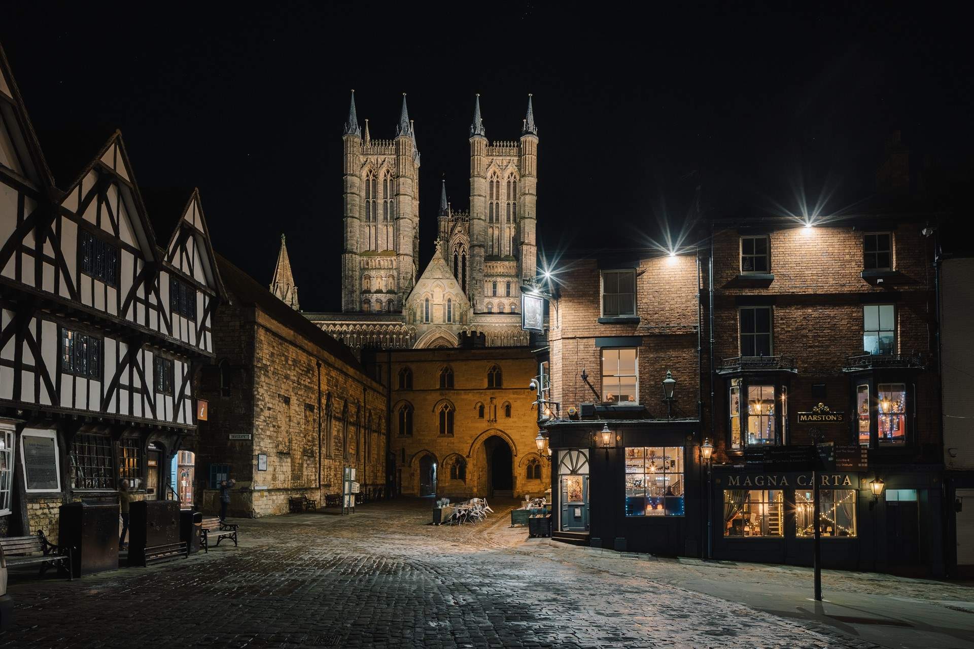 Exchequer Gate with its twinkling lights.