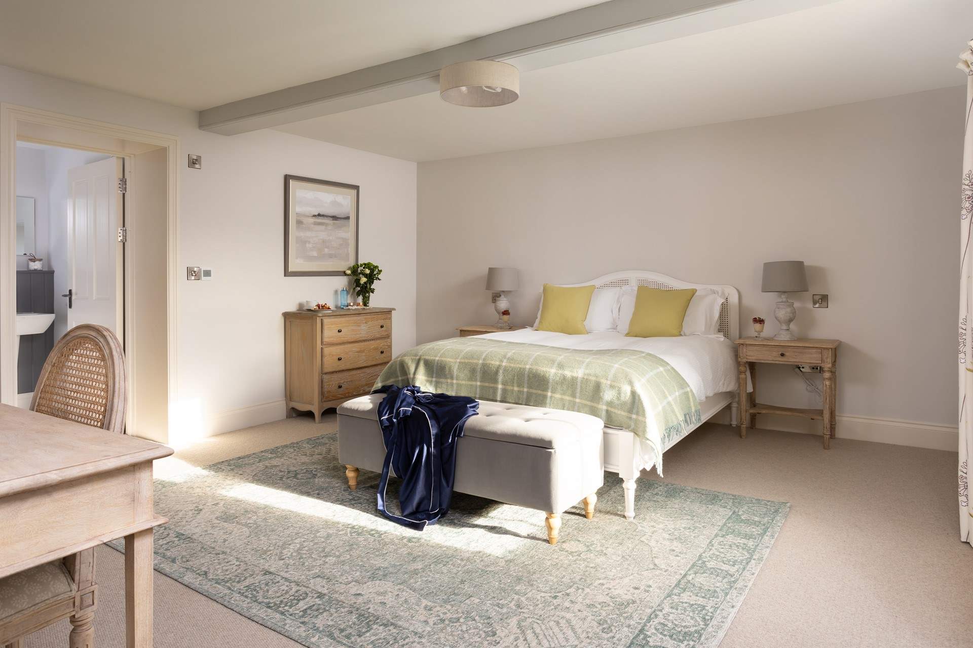There's plenty of space in this luxurious bedroom, lie back and luxuriate in the king-size double bed.