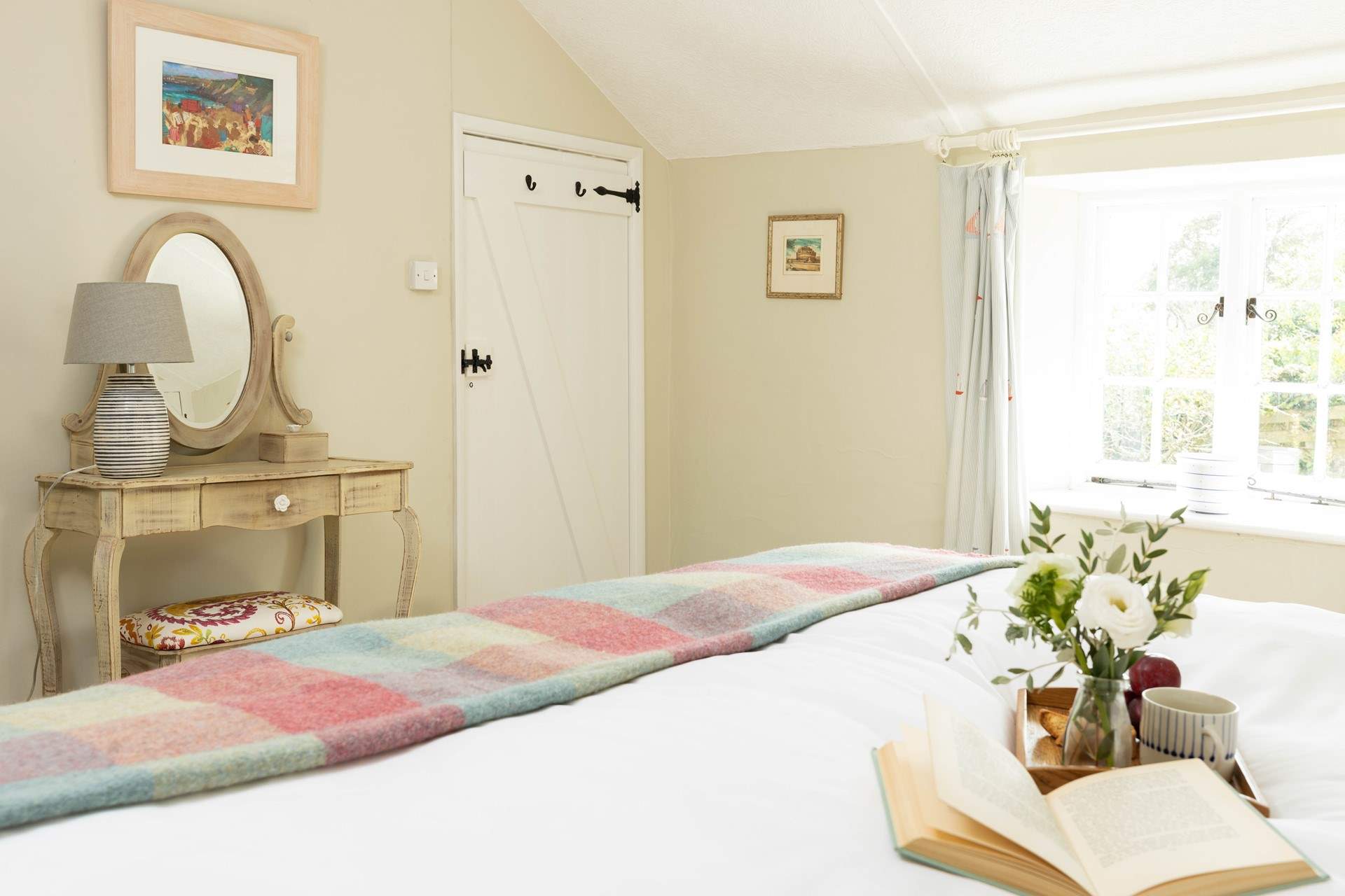 With light and bright furnishings. 