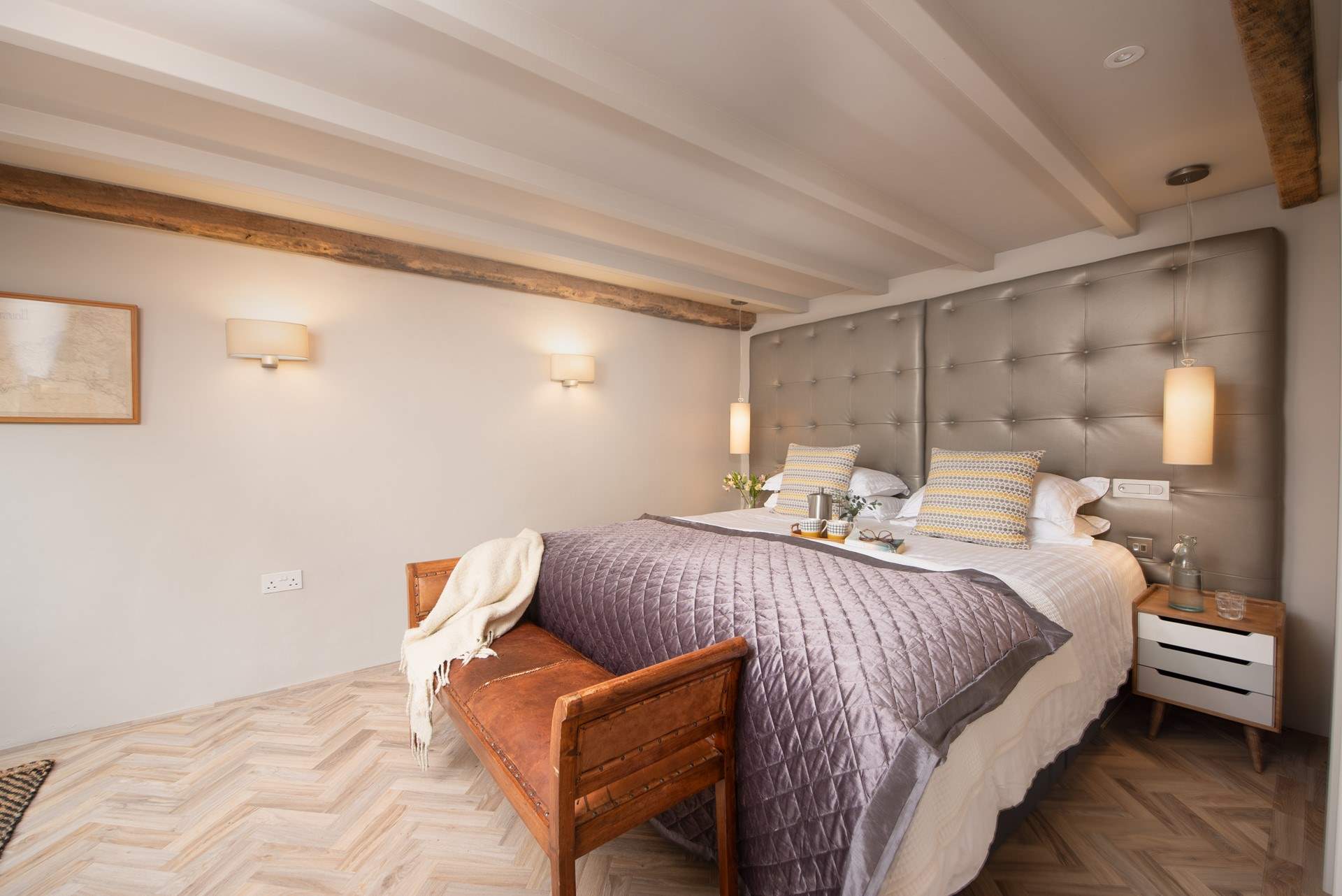 Spacious bedroom with a super-king double bed. 