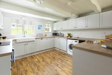 The kitchen has everything you might need for a yummy meal.
