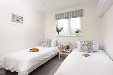 The twin room is light and bright.