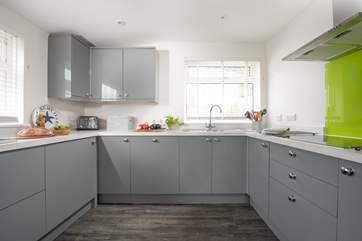 The modern kitchen has everything you need.