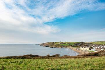 Popular Broad Haven beach, with an array of eateries and cafes and a good beachside shop.