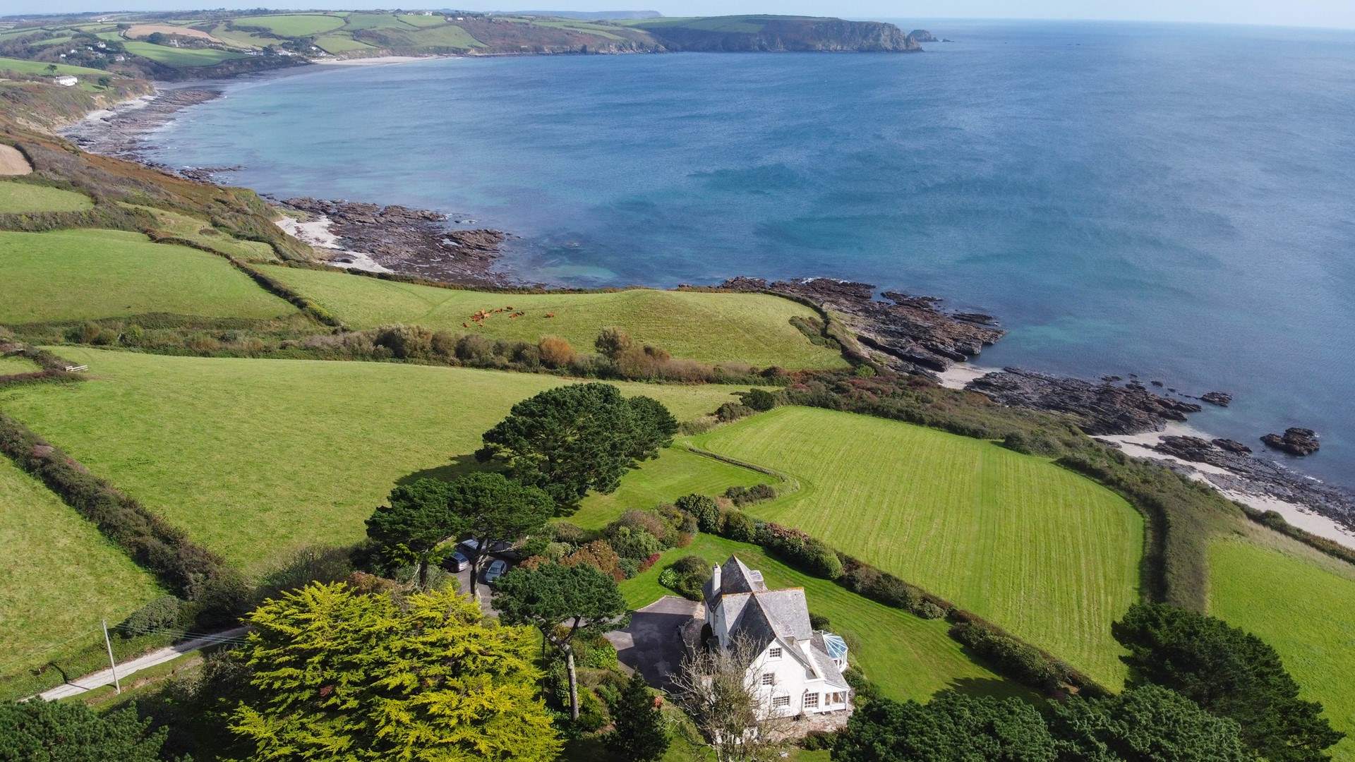 Looking over to Pendower beach and out to Nare head.