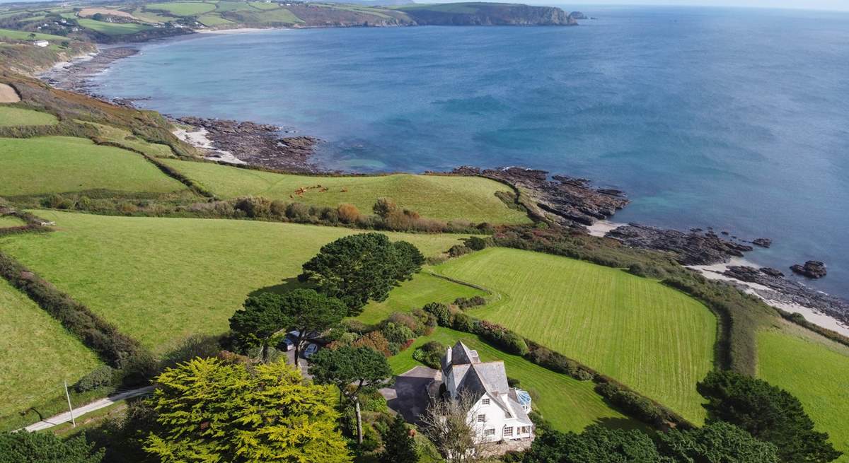 Looking over to Pendower beach and out to Nare head.