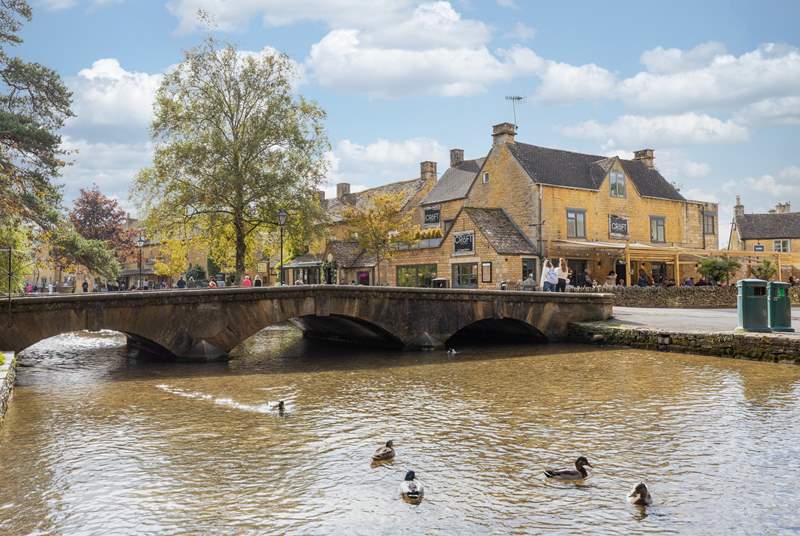 The popular Cotswold village of Bourton-on-the-Water can be reached in under an hour.