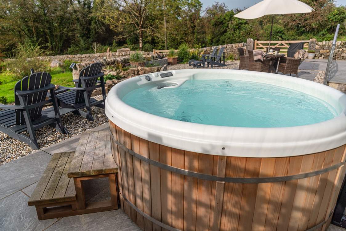 ......and relax in the hot bubbles.