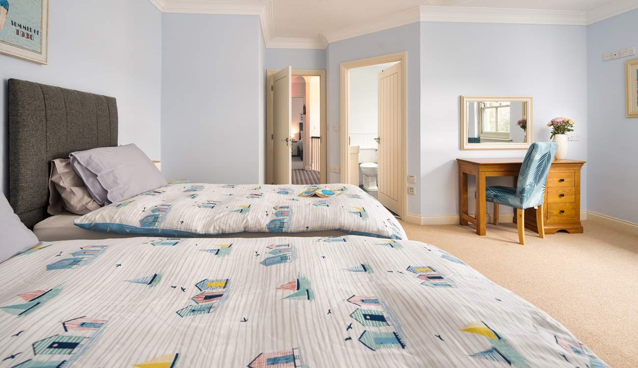 Well appointed en suite twin room with wonderful waterway views. These beds may be pushed together to make a double bed (please state when booking if you would like this). 