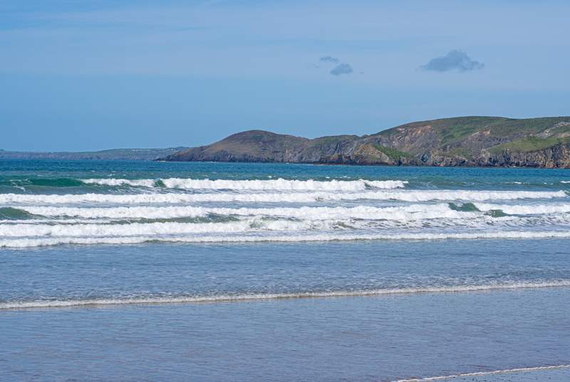 Glorious Newgale beach, popular with surfers, sun seekers, walkers and sea glass hunters. 