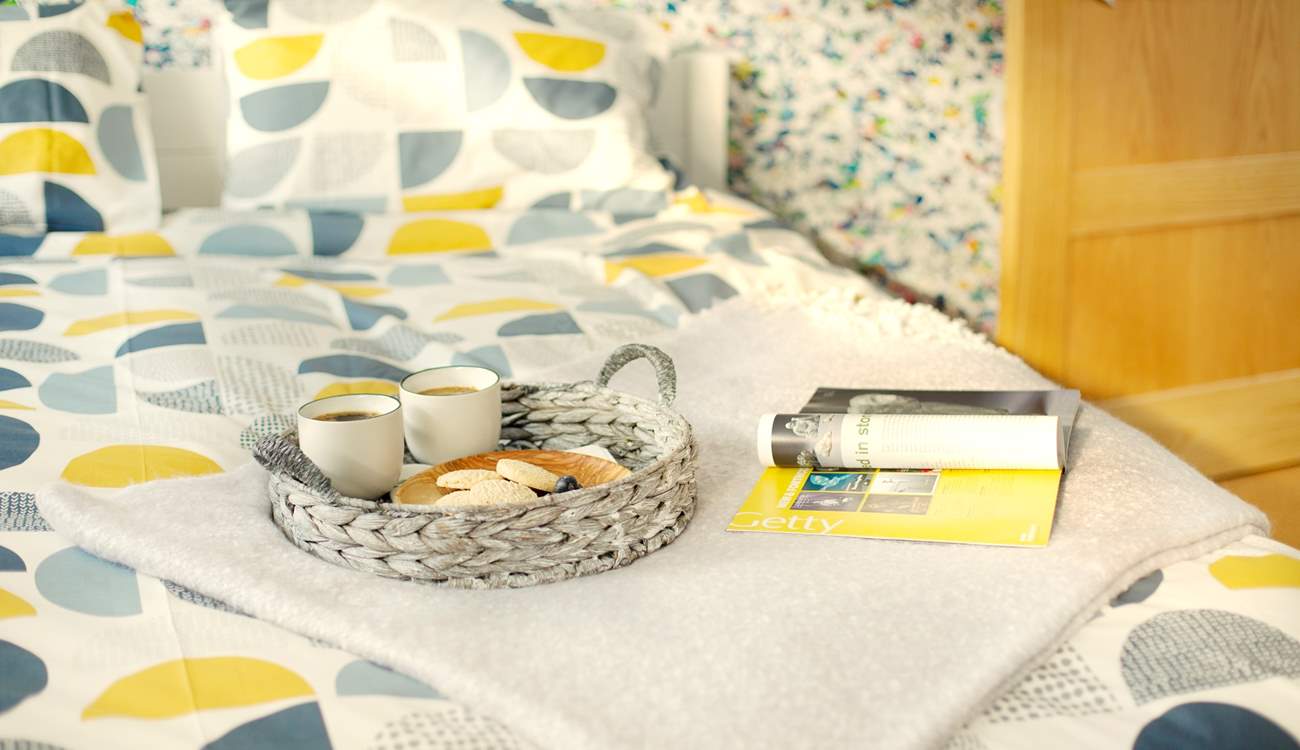 Enjoy a good read and coffee in bed.