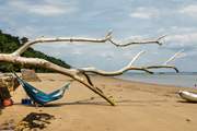 One of several beaches that can be approached by foot from Seaview, sandy Priory Beach.