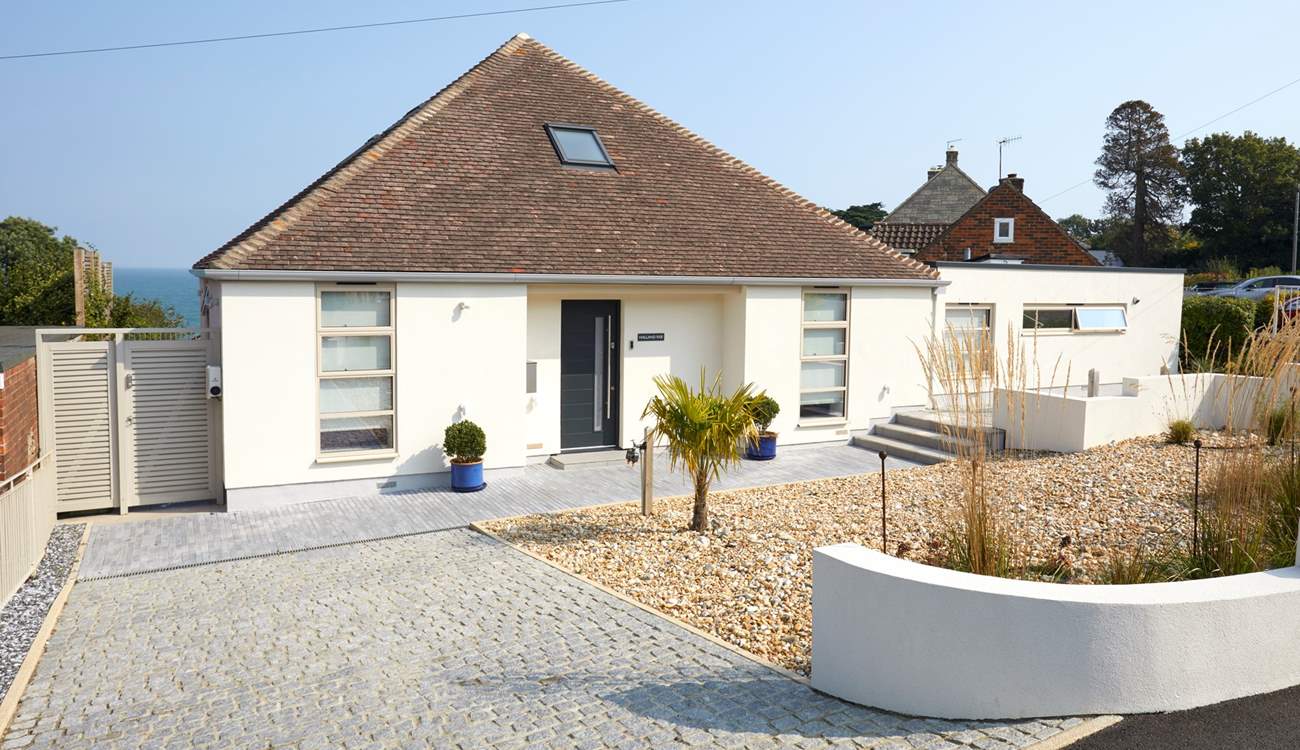 One of two driveways in front of the house. This is the left-hand side driveway.