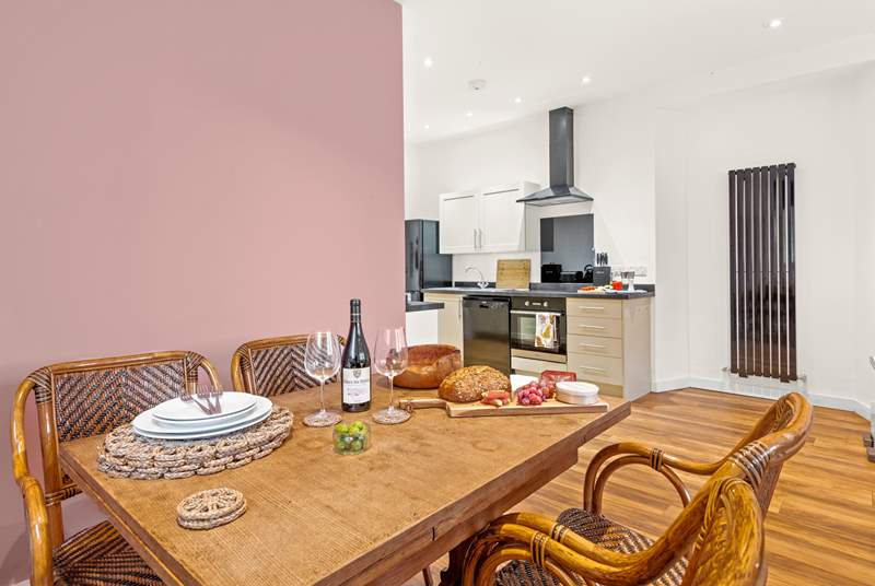 Serving up a feast is easy to do in this open plan kitchen/dining area.