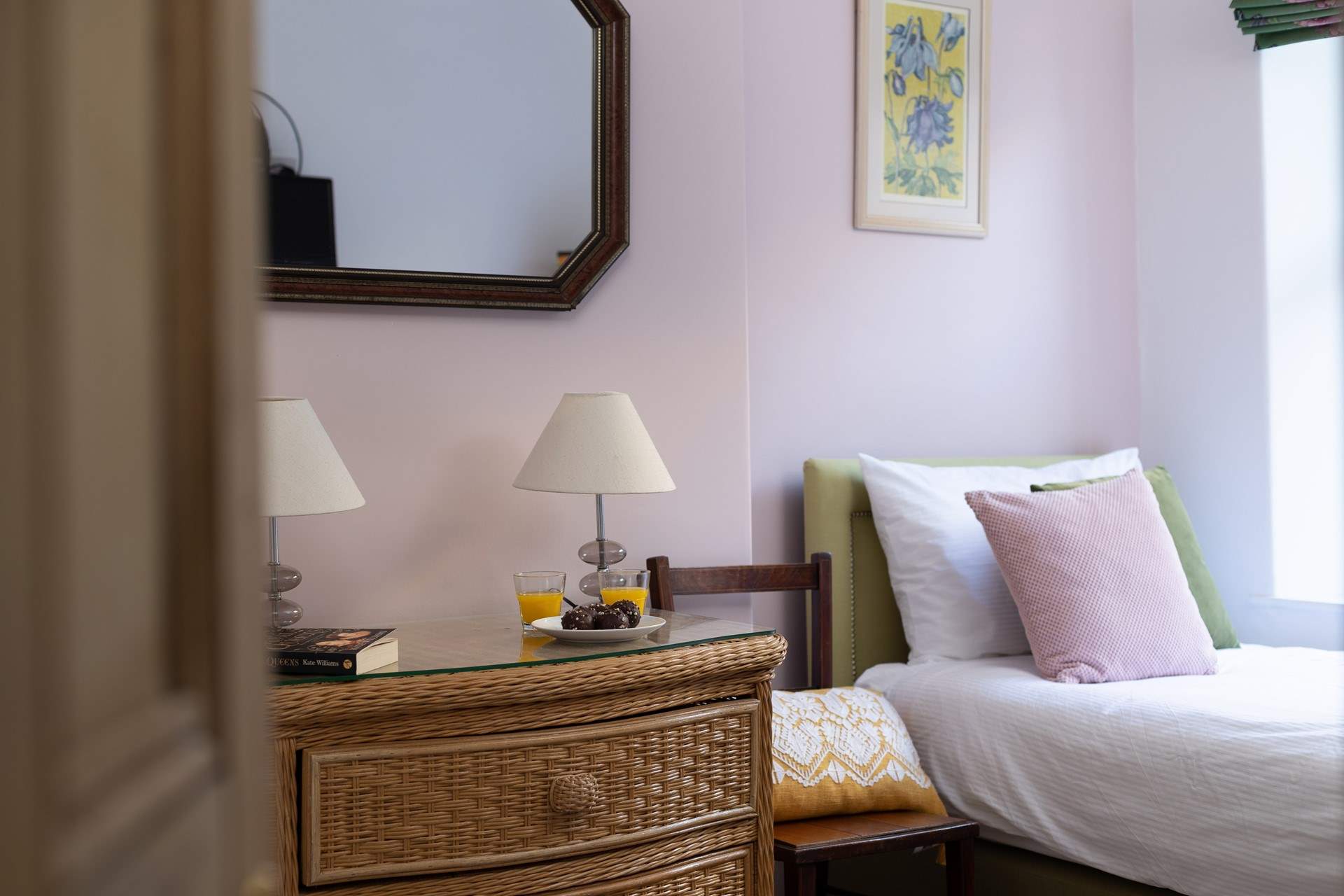 Lie in bed and watch the TV.