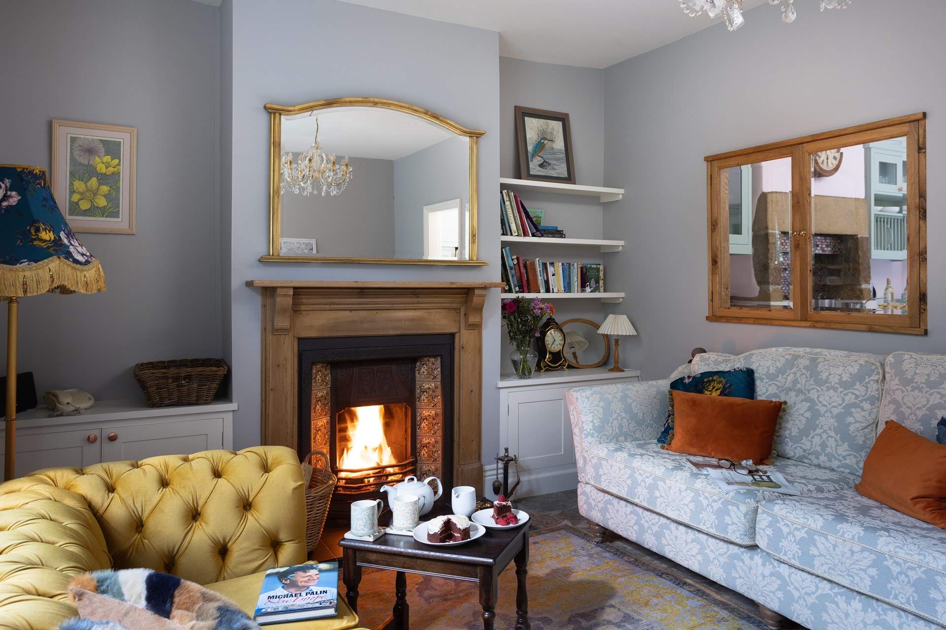 Relax beside the roaring fire.