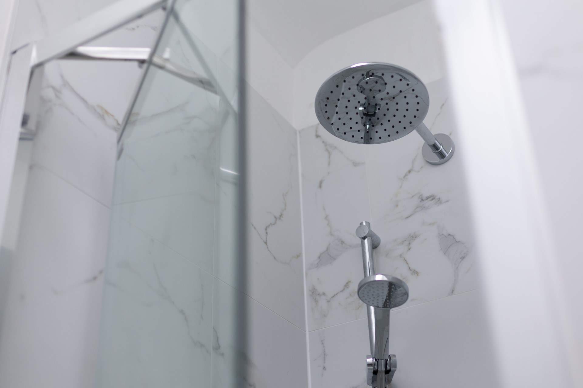 Modern drench head shower.