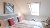 There are lovely sea views from the upstairs super-king room. 