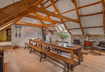 Looking through into the kitchen from the dining-area. Please mind your head on the low beams as you move between the kitchen and dining-area.