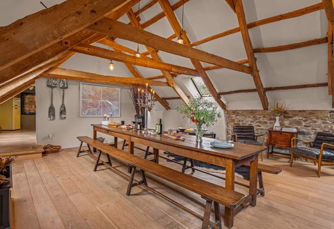 Looking through into the kitchen from the dining-area. Please mind your head on the low beams as you move between the kitchen and dining-area.