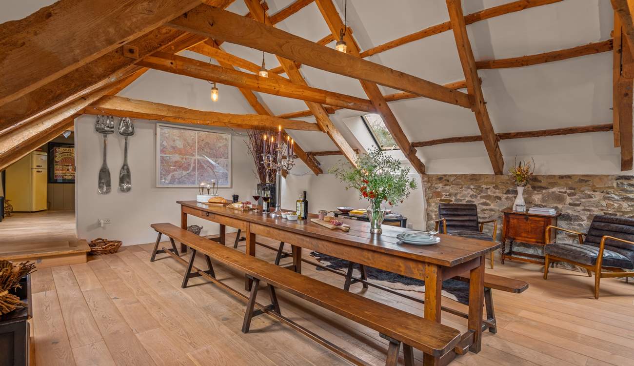 Looking through into the kitchen from the dining-area. Please mind your head on the low beams as you move between the kitchen and dining-area.