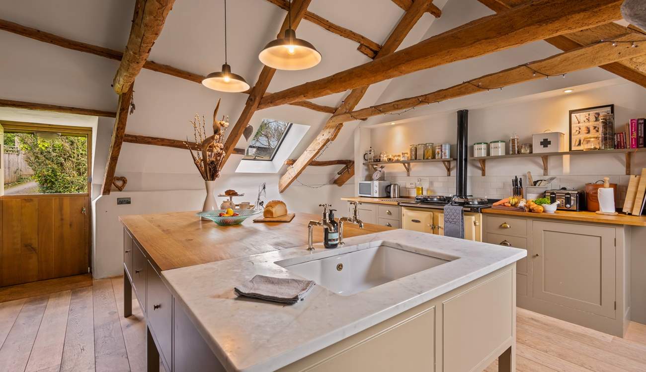 The stunning kitchen makes preparing any feast a pleasure.