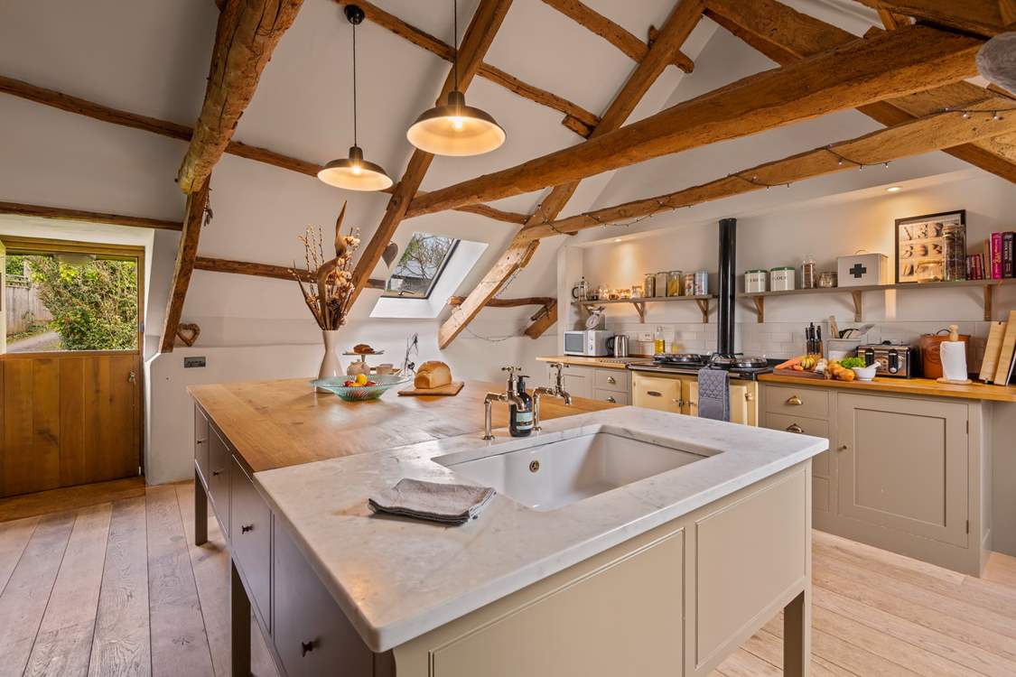 The stunning kitchen makes preparing any feast a pleasure.