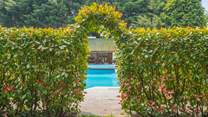 Step through the hedge to your privately enclosed swimming pool area.