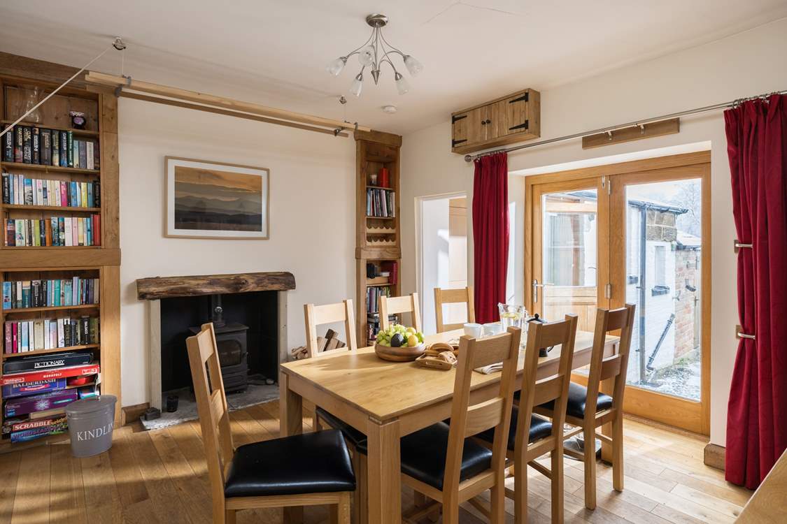 Share a meal in the bright and airy dining-room.
