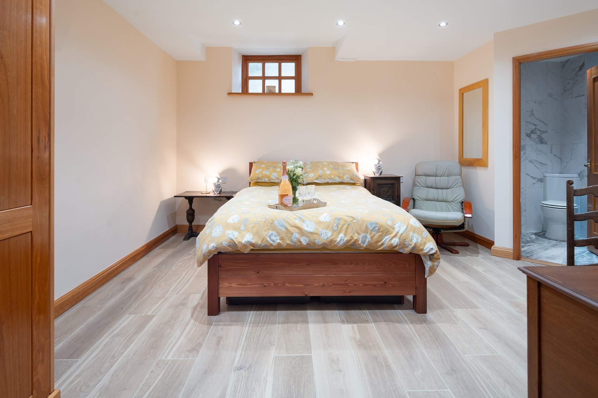 The gorgeous main bedroom for a peaceful night.