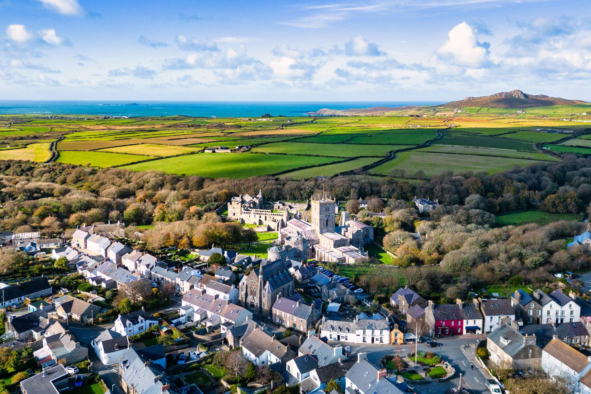 Picturesque St Davids and the spectacular coastline beyond. Take an exhilarating boat trip and view the coast from the sea. You may even meet a pod of dolphins!