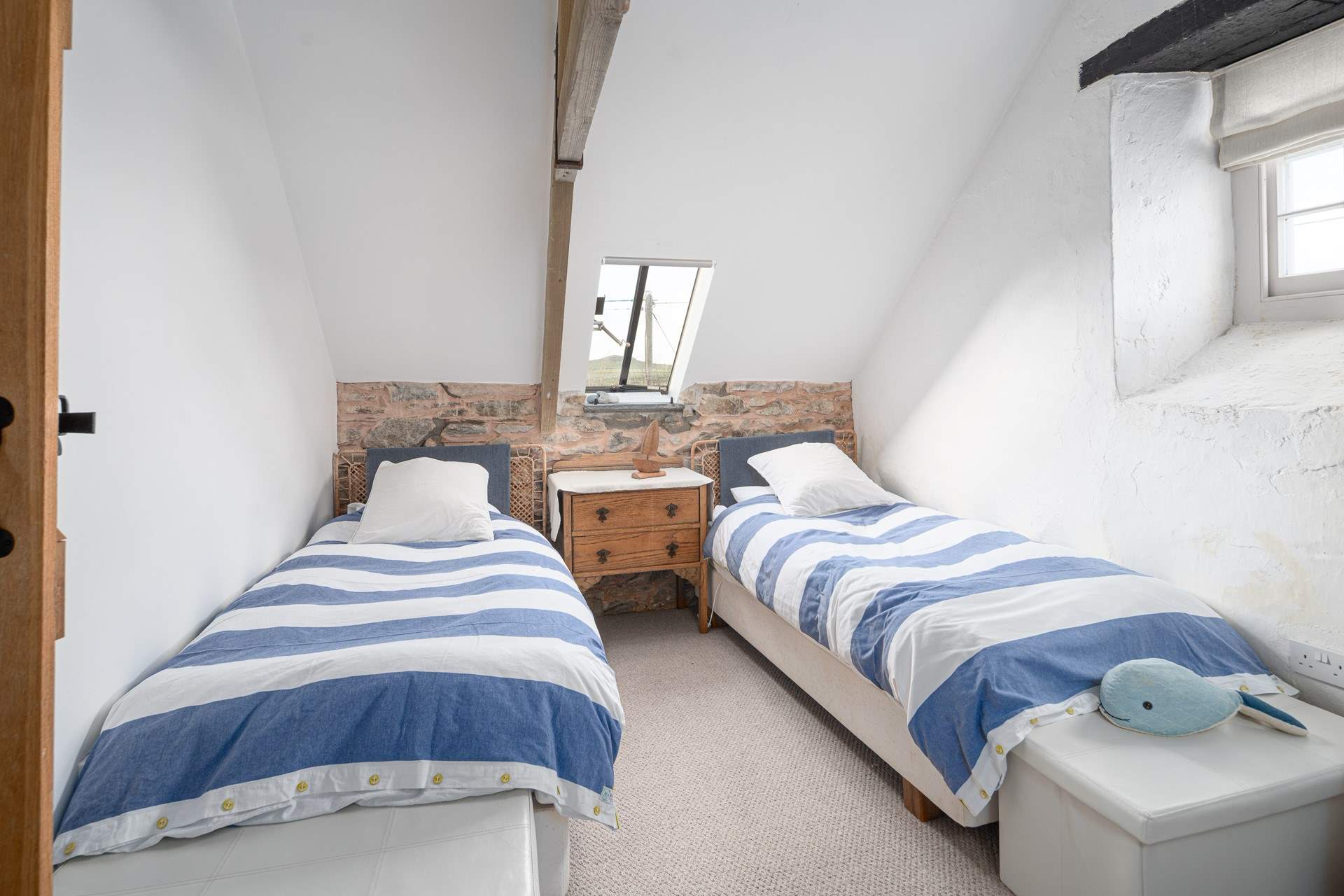 Time for bed in the family bedroom, twins and a king-size bed. 