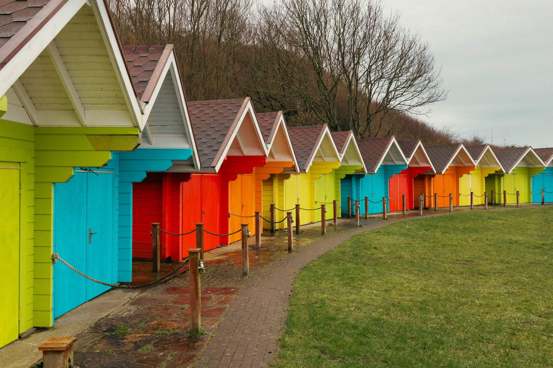 The iconic beach chalets on the north side.