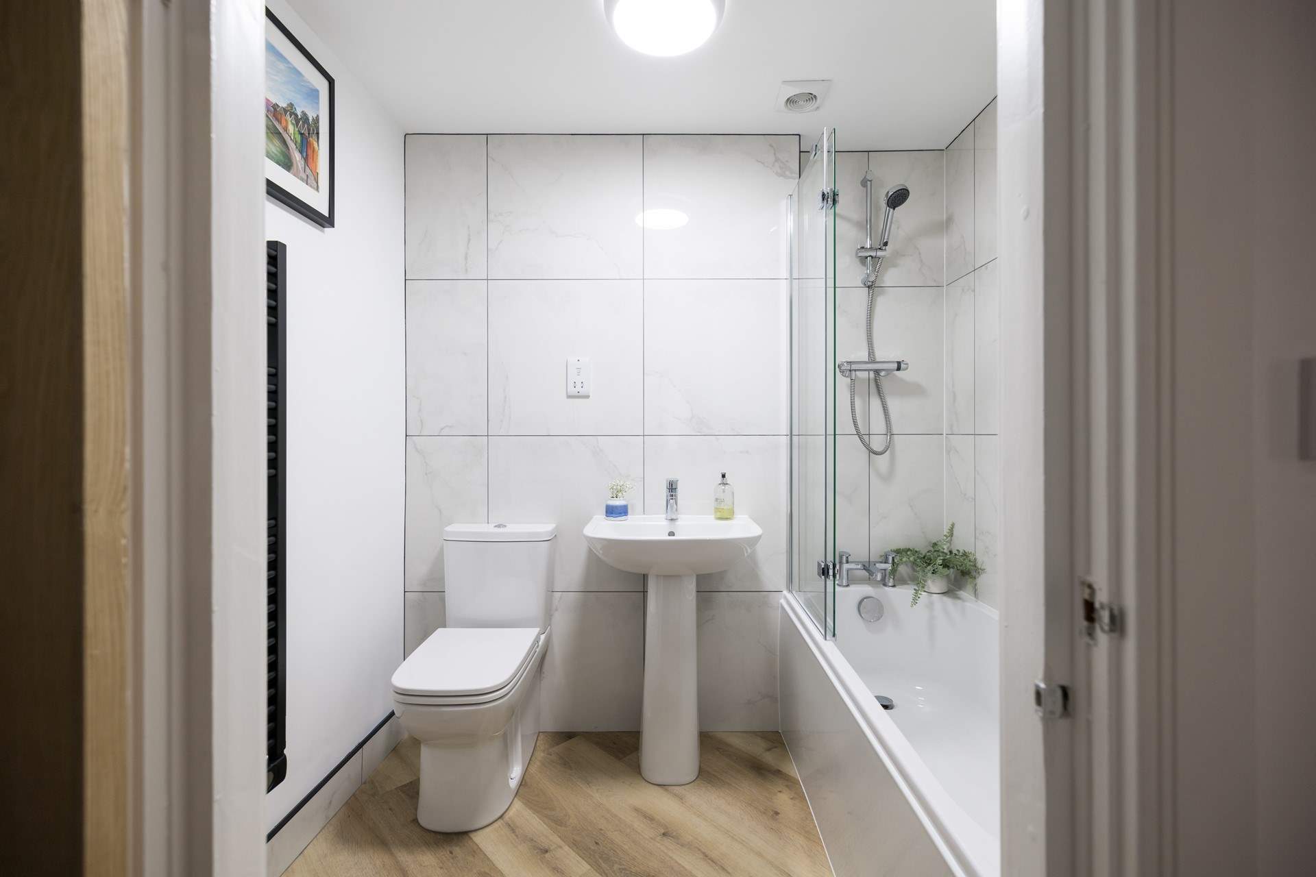 The modern family bathroom.