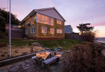 Tamarisk House at dusk.