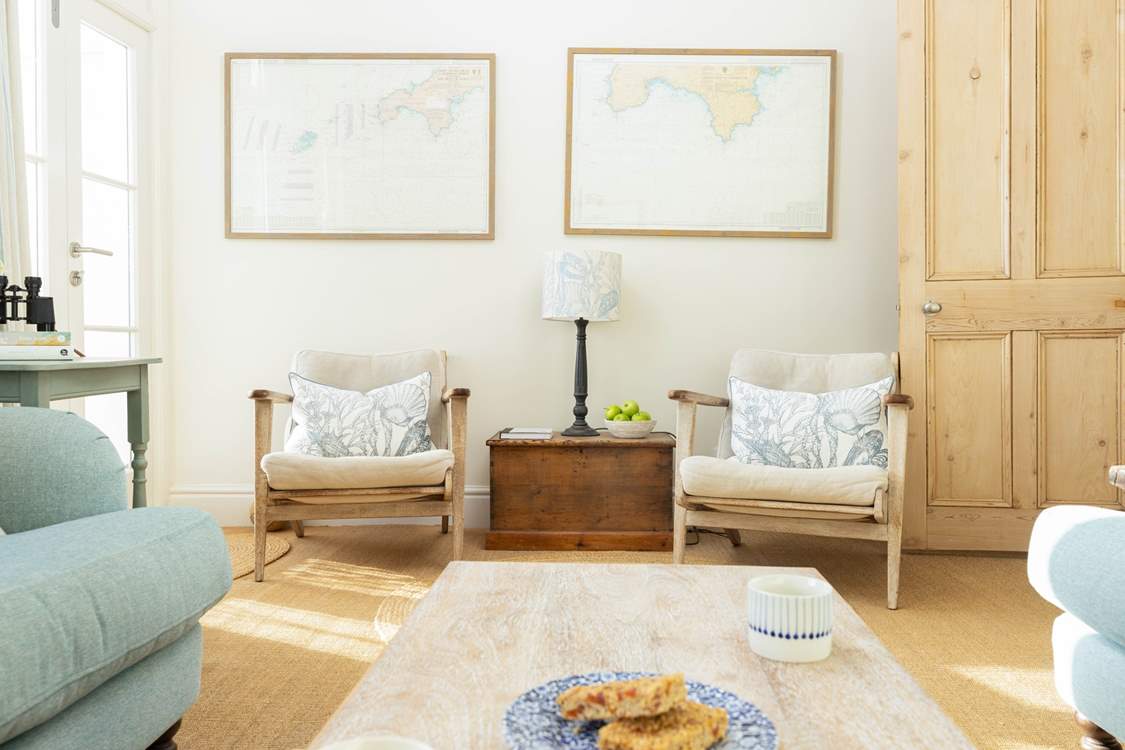 Coastal furnishings are the perfect fit for the location.