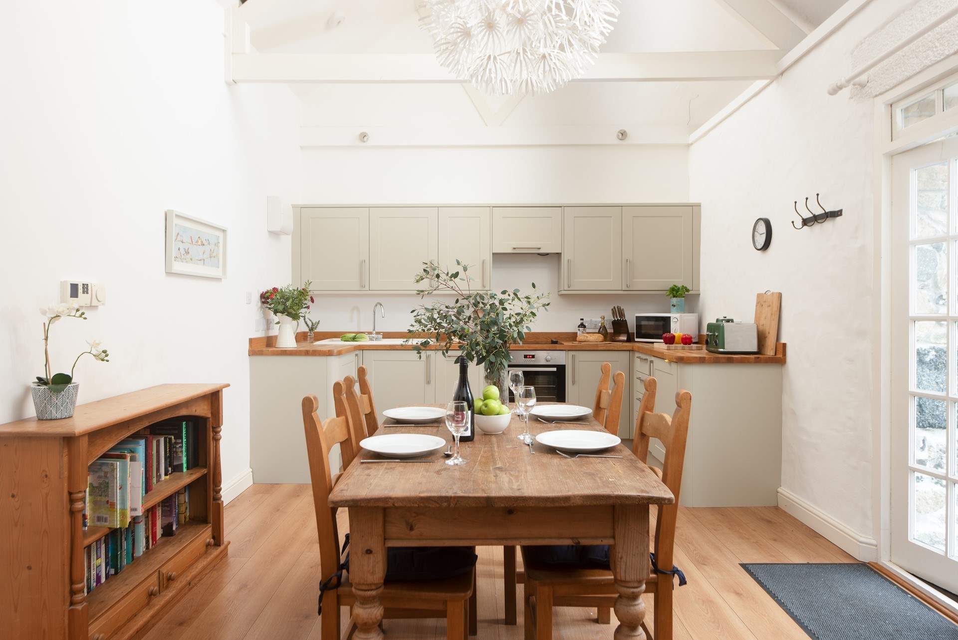 The kitchen/diner is a really sociable space and has double doors that open up to the patio.