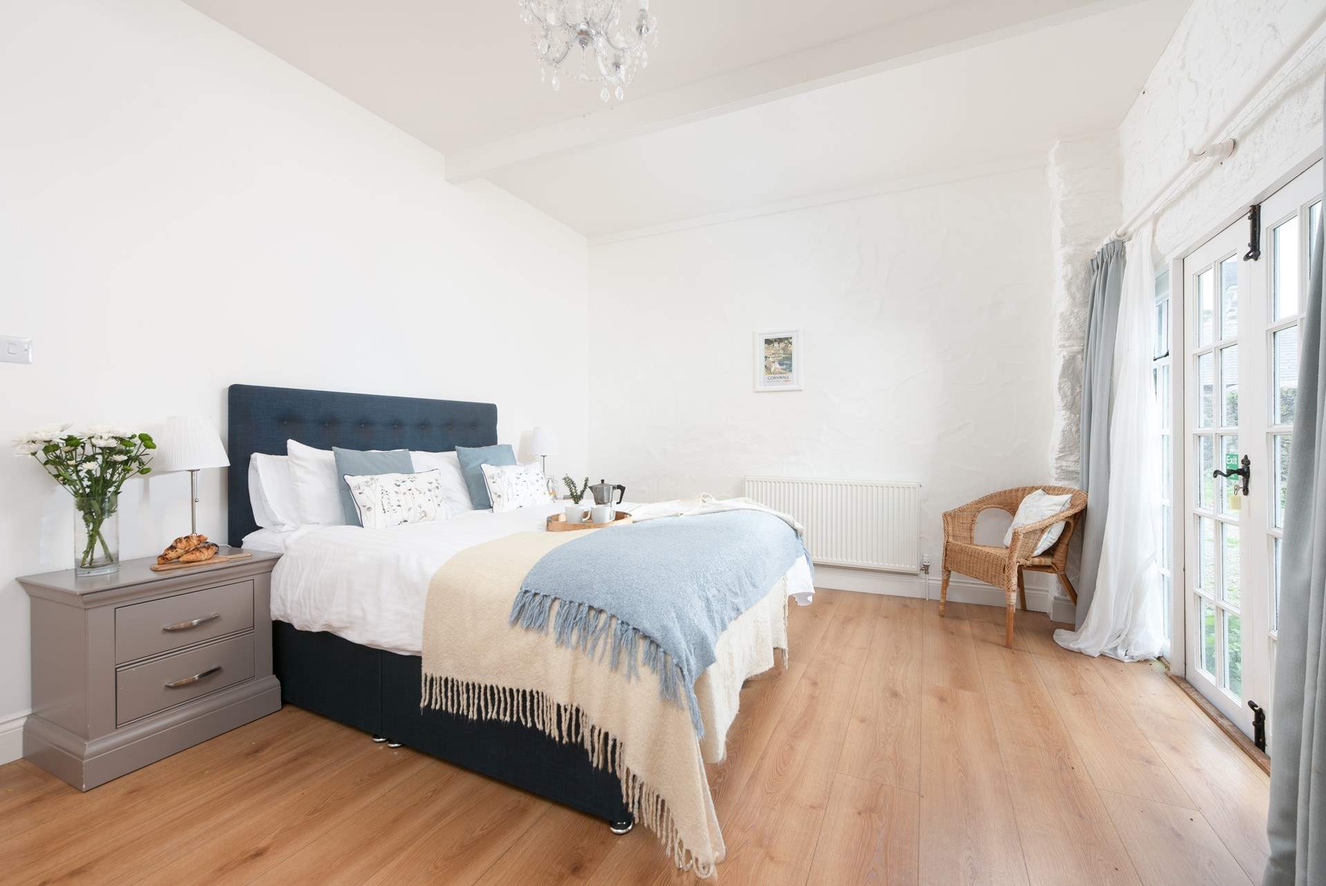 The spacious king-size bedroom.