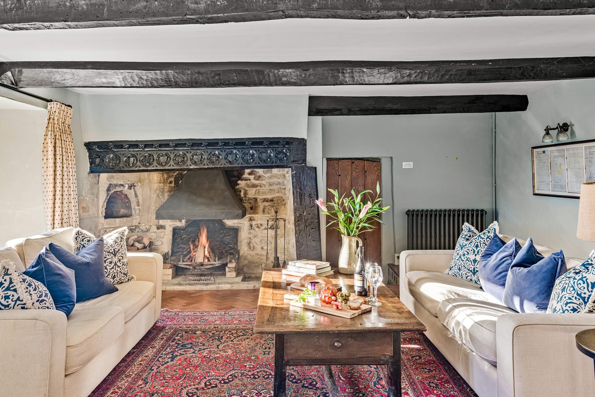 For the chillier evenings, the open fire is perfect.