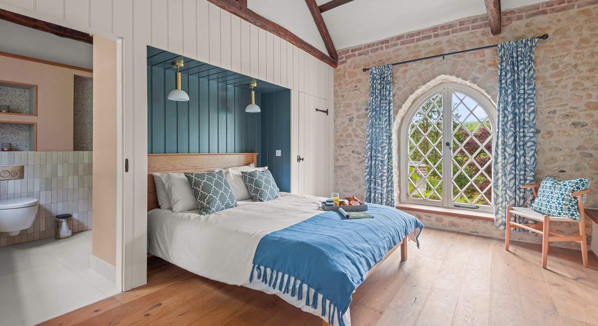 Bedroom 3 is home to this fabulous king-size bed and again treats you to wonderful elevated countryside views.